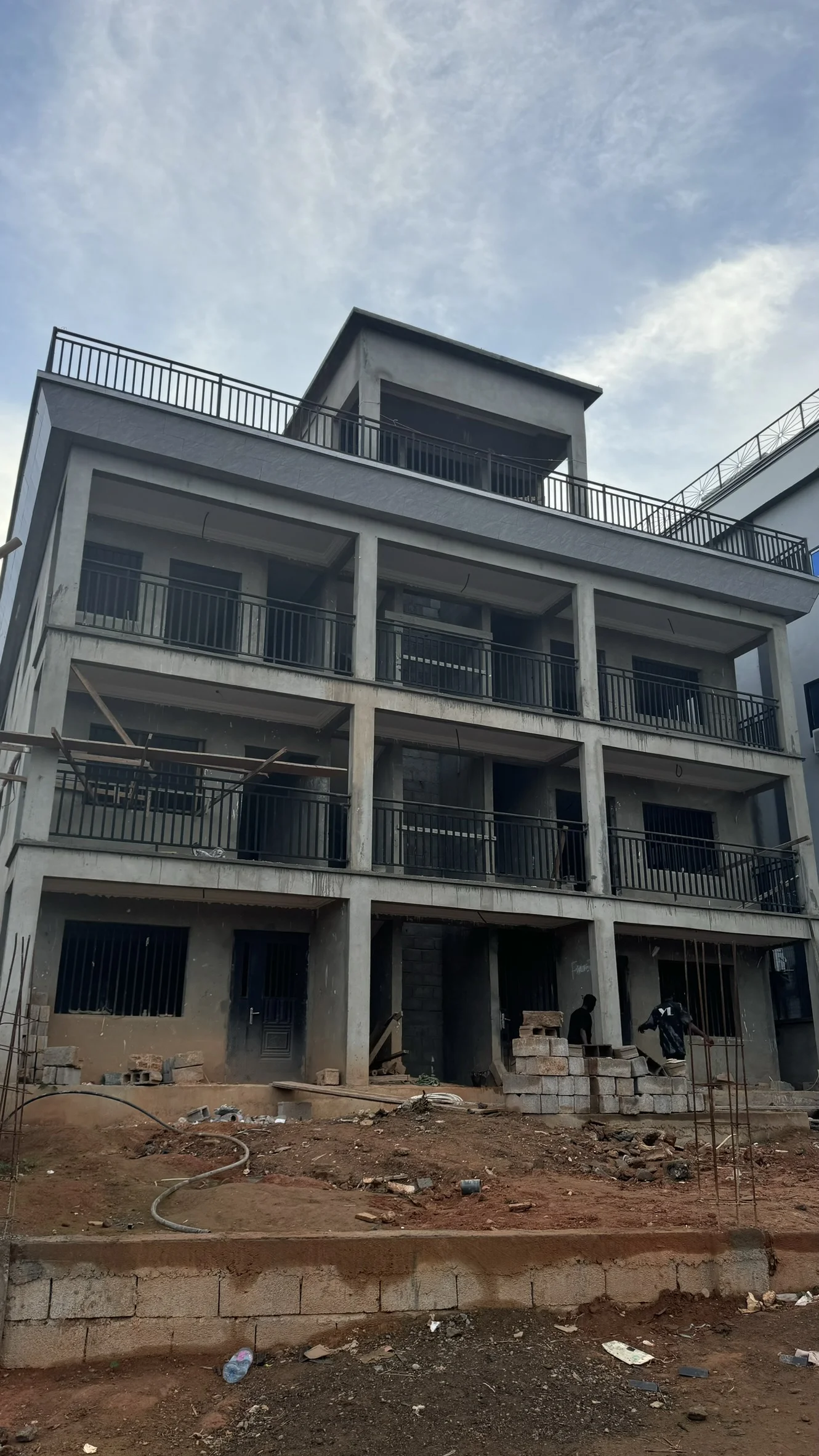 Exterior front view of upscale apartment complex